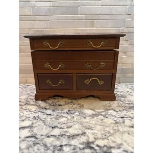 Vintage Wooden Jewelry Box‎ Miniature Dresser Music Box Tone Japan